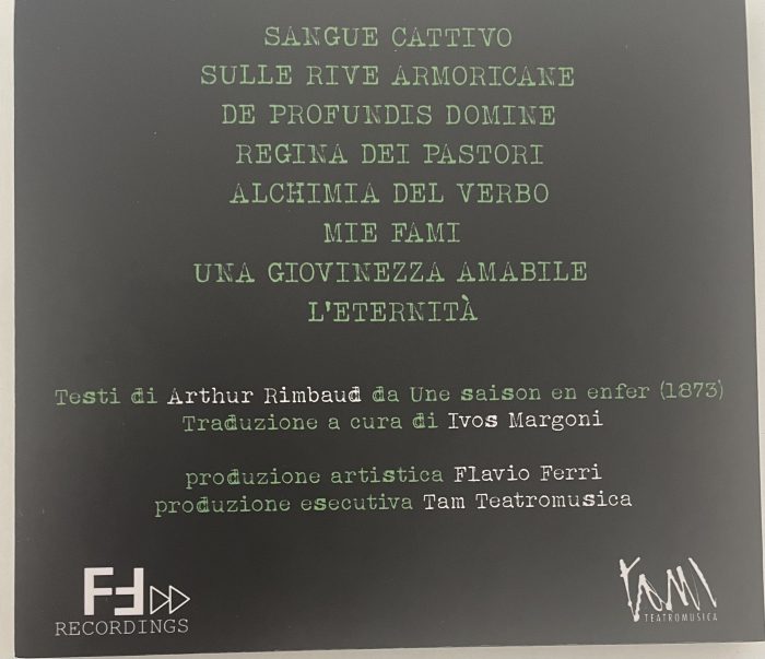 NICOLA LOTTO ► L'Angelo in esilio (Nicola Lotto canta Rimbaud) (FF Recordings, 2024)